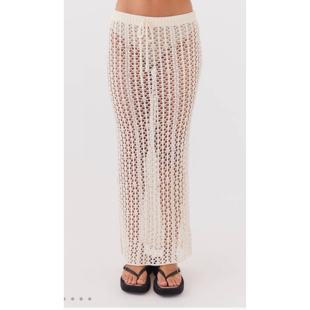 PEPPERMAYO Rosalina Crochet Maxi Skirt Natural Large/XL NWT